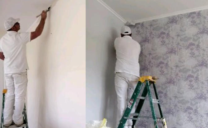 T J Roberts Decorating painting and wallpapering a wall